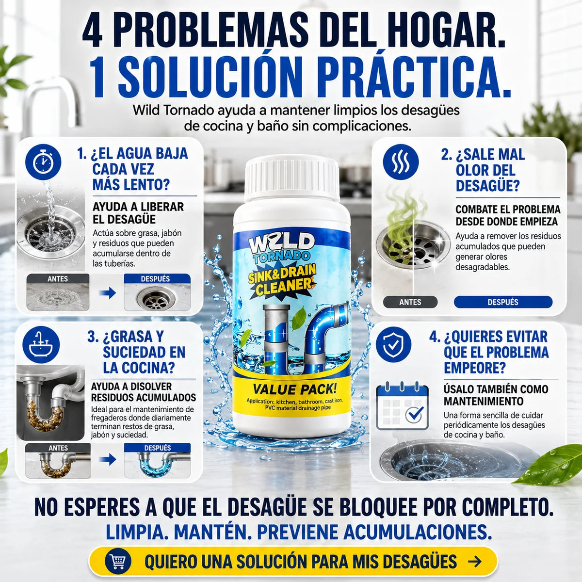 Wild Tornado™ Destapador y Limpiador de Cañerías